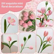 Kit de manualidades de flores con 473 piezas de limpiapipas para ramo, con tarjeta de felicitación y video tutorial, set todo en uno de suministros para hacer flores DIY, paquete de accesorios texturizados multicolor, kit premium de tallos de chenilla - 473 piezas - Ver 8