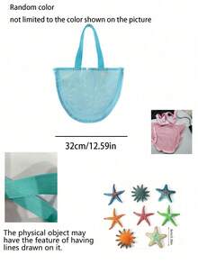 1pc Shell Mesh Bag, Beach Bag, Shell Mesh Storage Bag, Shell Tote Bag, Ideal For Collecting Shells, Beach Toys And Swimming Gear, Essential For Travel, Camping, Beach, Summer, Home Decor, Home Supplies, Family Essentials, Gift For Women, Gift For Men, Gift For Mother, Gift For Father, Gift For Grandfather, Gift For Grandmother - High-quality Storage Bags - View 7