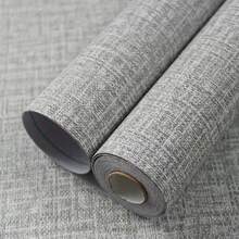 1 Roll Light Gray Linen Wallpaper, Self-Adhesive Peel And Stick Wall Sticker For Bedroom, Dining Room, Kitchen, Cabinet, Thickened, Mold-Resistant, Removable, Contact Paper For Countertop And Furniture Renovation - Light Gray Linen - View 9