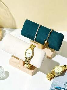 1pc/2pcs Wooden Single-Layer Bracelet Storage Rack, Headband, Necklace, Watch Bracelet Display Stand, Jewelry Headband Display Prop, Decorative Display Rack, Suitable For Retail Display, Trade Exhibition And Personal Collection Storage, Watch Bracelet Display Rack, Bracelet Rack, Countertop Jewelry Display Prop - Log Flat Single Layer Bracelet Stand - View 3