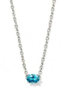 Women Pendant Necklaces - RHODIUM - AQUA Glass - View 6