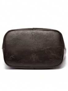時尚女款 PU 皮革大容量手提包,純色單肩斜跨包,適合通勤與派對 - 咖啡 - 查看 8