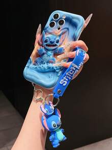 Disney Lilo And Stitch Phone Case : 3D Fluffy Pattern Border Protector Phone Soft Phone Case With A Free Cute Stitch Bracelet Chain Lanyard, Stitch, Lilo, Angel, For Apple 17 Promax 17 Pro 16 15 14 13 12 11 Pro Max XS Max X XR Soft Cover Summer Phone Case - 白色 - 查看 4