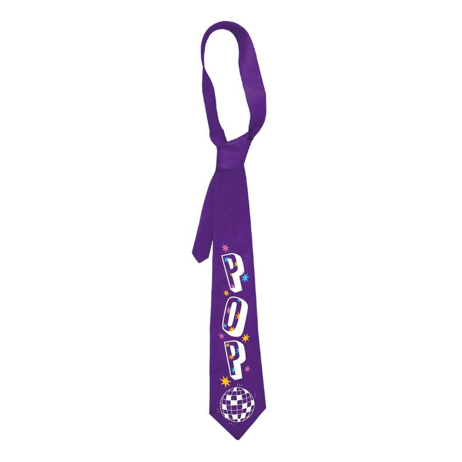 Pop Star Skinny Satin Tie 58cm 14 Colours Concert Look - Purple - View 1