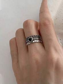 1pc Charming Heart-Shaped Ring, Suitable For Women To Wear, Suitable For Wedding, Engagement, Anniversary Party, Valentine's Day Gift - 1# - View 9