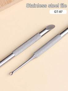 1 Double Ended Stainless Steel Nail Pusher With Pink Sanding Pads, Replaceable Self-Adhesive Push-On Nail Sandpaper, Includes Sandpaper Sheets And Nail Pusher, Used For Buffing And Shaping Nails, Suitable Formanicures And Nail Grinding Nail Care Tool - A - View 4