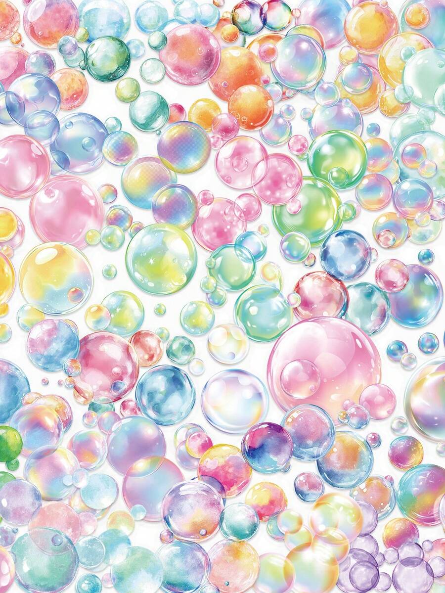 50 Colorful Bubble Stickers, Suitable For Notebooks, Journals, And Phone Cases, PET Material Decorative Stickers - Multicolor - View 1