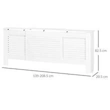 Set Of 2 MDF Extendable Radiator Cover With Cabinet Shelving, Home Office Slatted Design, White 139-208.5L X 20.5W X 82.5H - 1 - 查看 1