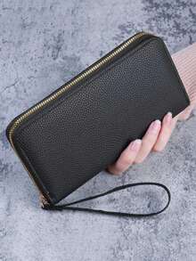 Pointer jumping Women's Long Zipper Wallet, Large Capacity Phone Bag, Fashionable Minimalist Solid Color Clutch, Coin & Card Holder - Multicolor - View 11