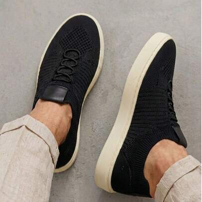 Tênis Masculino Knit Slip On Calce Fácil Respirável Leve Confortável