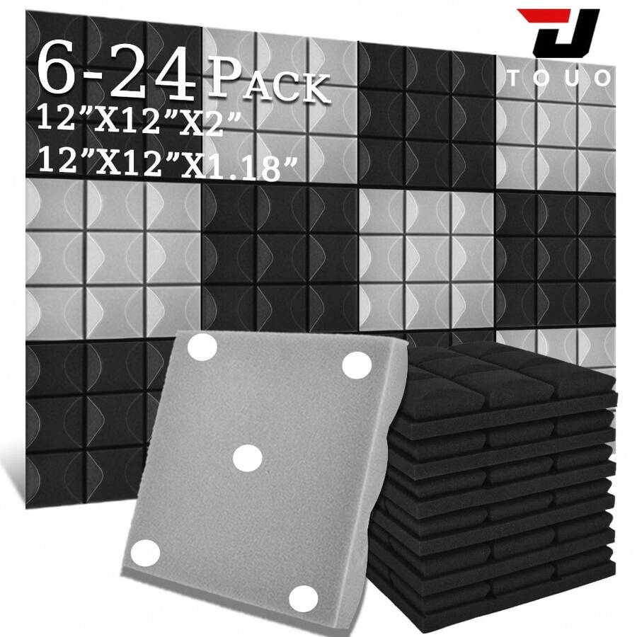 TOUO Acoustic Foam Panels 6-24 Pcs Mushroom 8 Color Sound Proof Foam Panles Studio Soundproofing Noise Cancelling Dance For Room