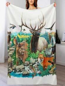 Luxury Weighted Throw Blanket For Sofa Wild World, Valentine's Day Gift Ideas - 黑4 - 查看 1