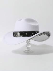 1pc Women's Fashion New Rivet Embroidered Brim Decor , European & American Western Cowboy , Jazz , Suitable For Party, Western Theme Event, Gathering, Cosplay, Graduation Ceremony, Masquerade, Holiday, Birthday Celebration, Music Festival, Travel & Hiking, Sports Events - Top Hat - View 9