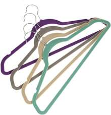 Perchas para ropa antideslizantes de terciopelo, perchas para trajes/camisas/pantalones, percheros para abrigos, 60 piezas, gris y morado (talla única) (morado, talla única) - Morado - Ver 3