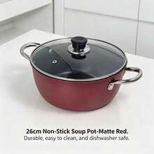 Household Non-Stick Soup Pot, Steaming And Stewing All-In-One Pot, Double Handles, Suitable For Frying, Stir-Frying, Cooking Noodles, Making Porridge, And Cooking On Induction Cookers Or Gas Stoves. - View 5