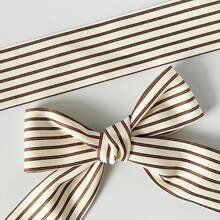 2 Yards New Classic Striped Ribbon, Pink/Brown/Black/Green Optional, Bouquet Decoration Satin Ribbon, Suitable For Handmade Bouquets, Gift Wrapping, Party Decor, Floral Design, Gift Ribbon, Event Decoration, Floral Ribbon, Wedding, Valentine's Day Gifts, Gift Wrapping, Handmade, Bows, Elegant Ribbon, Party Favor Ribbon, Decorative Ribbon - Brown - View 3