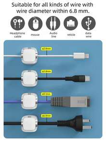 桌面磁吸式線材收納器,居家辦公數據充電線管理收納,卡扣式網路線車用線捲盤,數據線收納桌面理線器,充電線固定工具,手機床頭矽膠線夾,耳機線集線器 - 彩色 - 查看 4