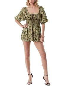 Jessica Simpson Women's Alena Keyhole Romper - Flora Cheetah - Cedar - View 3