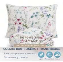Colcha bouti para Primavera, Verano, otoño e Invierno Incluye fundas de cojín Cama 90cm 105cm 135cm 150cm - Diseño-1 - Ver 4