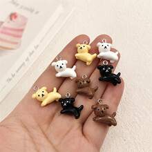 10pcs Cute Cartoon Dog Resin Pendant - Animal Decor, Suitable For DIY Keychain And Jewelry Making, Random Colors - Multicolor - View 11