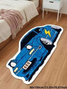 1pc, Summer New Arrival, Blue Lightning Sports Car Shaped Rug, Perfect For Bedroom, Living Room Decor, Decorative Rug, Bedroom Decor, Small Rug, Rug, Home Decor, Living Room Rug, Living Room Small Rug, Bedroom Rug, Living Room Home Decor, Outdoor Rug, Washable Rug - Multicolor - View 14