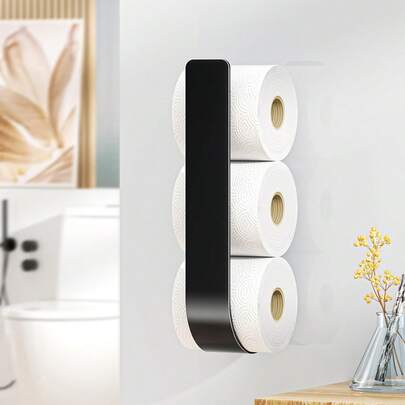 Minimalist Toilet Paper Holder, Towel Rack And Hook. Wall-Mounted Toilet Paper Holder Can Hold 3 Rolls. Toilet Paper Storage Rack, Suitable For Bathroom, Kitchen, Living Room, Bedroom And RV