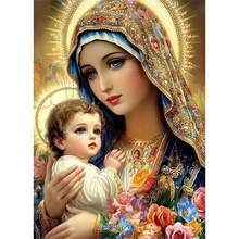 DIY 5D Diamond Painting Kit - Virgin Mary And Child Theme Diamond Sticker Full Drill Mosaic Craft, Suitable For Home Wall Decor Gift - Yellow - View 10