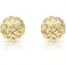 Arete de bola de oro amarillo de 14 quilates con corte de diamante - 0,118 pulgadas - Ver 2