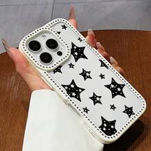 [Envío en 24h desde DE/FR/ES]Funda de teléfono: Estrellas en blanco y negro, compatible con iPhone 17 Pro Max/17AIR/16/15/14/13/12/11, funda protectora de alta calidad para hombres y mujeres, regalo para Año Nuevo y Día de San Valentín, para novias, novios, familia, hermanas, amigos - 1 pieza de imagen a color - Ver 1