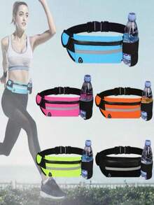 1 pièce Sac de course léger, sac de taille fin et imperméable, ceinture de taille réglable unisexe, avec porte-bouteille d'eau, convient pour la course en plein air, le cyclisme, la randonnée, le trekking et les voyages, s'adapte à tous les smartphones - Multicolore - Voir 3