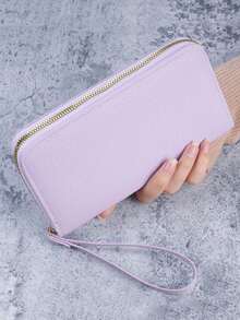 Pointer jumping Women's Long Zipper Wallet, Large Capacity Phone Bag, Fashionable Minimalist Solid Color Clutch, Coin & Card Holder - Multicolor - View 14