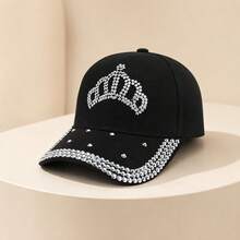 1pc Women's Y2K Style Rhinestone Crown Baseball Cap, Colorful Crystal Embellished Washed Baseball Cap - Crown - View 23
