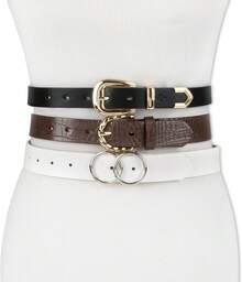 Jessica Simpson Women's  Women's 3‑Pack Belt Set, Casual & Dress Styles For Jeans, Dresses, Skirts - Black/Brown/White - View 7