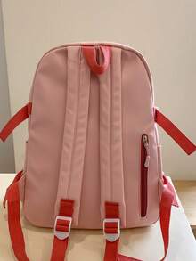 Korean Ins Style Colorblock Backpack, Suitable For Teenage Girls, Waterproof, Multi-Functional, Suitable For Daily Commute, School And Casual Wear - Multicolor - View 3