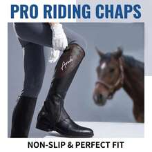 Equestrian Leather Leg Guards For Horse Riding, Outdoor Sports Equestrian Equipment With Zipper And Elastic Band - Black - View 7