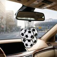 Unique Football Design, Classic Black & White Patterns, Perfect Gift For Sports Fans, Exquisite Rearview Mirror Pendant - -- - 查看 3