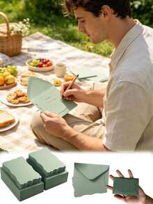 20 Stück/10 Stück/2 Stück Mini-Umschläge mit leeren Notizkarten, kleine selbstklebende Umschläge, geeignet für Hochzeiten, kleine Versammlungen, Liebesbriefe, Grußkarten, Boutique, Abschlussfeier-Einladungen, Babyparty, Hochzeit und RSVP-Karten - Grün - A - Übersicht 3