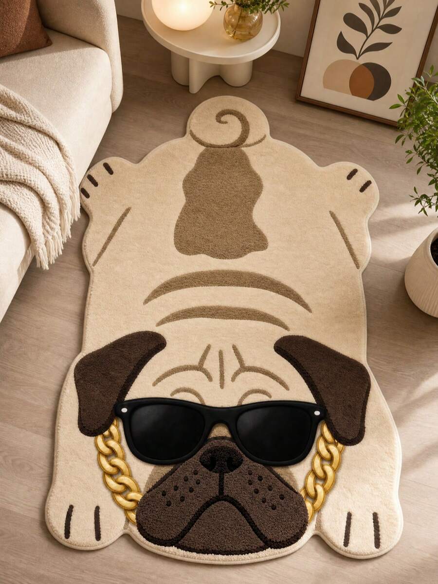 1pc Fashion Glasses Pug Shaped Doormat, Small Rug, Welcome Mat, Carpet, Floor Mat, Outdoor Doormat, Kitchen Rug, Home Decor, Front Door Mat, Bedroom Rug, Outdoor Mat, Home Decor, Area Rug, Garden Rug, Washable Carpet - Multicolor 9 - View 1