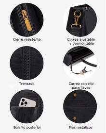 Bolsas de Mujer para Laptop 15.6 Pulgadas Impermeable Bolsa Trensada Tote Grande Maletín de Negocios Bolsa de Mano - Negro - Ver 5