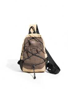 1pc Dual-Color Lightweight Nylon Backpack, Drawstring Elastic Cord Design, Outdoor Hiking Mini Daypack, Unisex - Multicolor - View 5