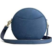 Bolsos cruzados de cuero para mujer S-ZONE, bolsos cruzados de diseño circular a la moda - Marrón oscuro - Ver 1
