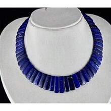 Collar de cuentas de lapislázuli azul natural, 16 pulgadas, de 26 mm a 12 mm - 1 - Ver 2