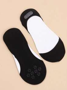 10 Pairs Black Solid Color Low Cut Boat Socks For Women, Invisible Summer Versatile Sweat-Absorbent Non-Slip Silicone Grip Low Vamp Socks - Multicolor - View 5