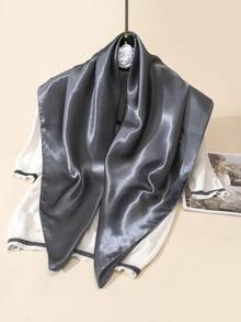 1pc Solid Color Satin 90cm Square Scarf - Dark Grey - View 2