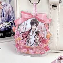 Cute Bouquet-Shaped Acrylic Badge Storage Rack, Purple Bow Design Transparent Ita Bag Accessory, Anime Brooch Display & Protective Case - A - View 12