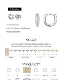 1 Pair Round Moissanite 925 Sterling Silver Engagement Wedding Women's Ear Stud Earrings Jewelry Gift - Silver - View 6