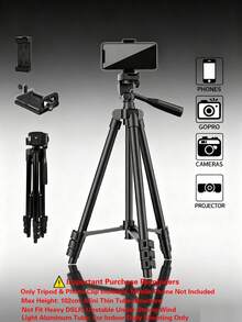 Tripod Kamera Ponsel Aluminium Portabel, Tinggi Maksimum 102cm, Kepala Pan Tilt 3 Arah yang Dapat Diatur, Tripod Ringan yang Dapat Dilipat untuk Vlog dan Live Streaming, Cocok untuk Smartphone & Kamera Kompak, Tidak Cocok untuk DSLR Berat, Ponsel Tidak Termasuk - Hitam - View 3