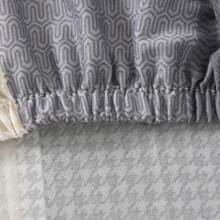 1pc Stretchable Milk Silk Headboard Cover, All Inclusive, Simple Geometric Pattern Design, Soft Polyester Fiber Fabric, Modern Style Bedroom Furniture Protective Cover Suitable For Single And Double Beds - Grey - View 5