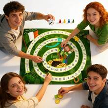 St. Patrick's Day Racing Strategy Board Game - Foldable Roll-Up Game Board With Dice And Game Pieces, Made Of Durable Linen Material, Suitable For St. Patrick's Day, Carnival And Game Night - Holiday Entertainment And Strategic Thinking Game - Multicolor - View 11