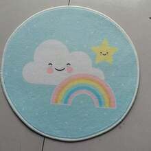 1pc Cartoon City Road Round Carpet, Sweet Rainbow Round Carpet, Pink Heart Colorful Dot Modern Round Area Rug, Educational Game Mat, Letter Number Animal Fruit Shape Learning Decorative Round Rug, Modern Round Area Rug, Pattern, Carpet - Multicolor - View 9